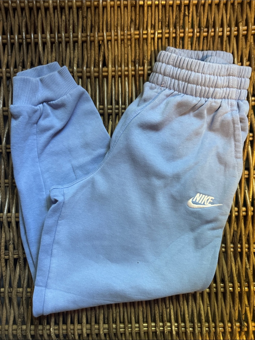 Nike Kids Pastel Blue Joggers with White Logo Size Large